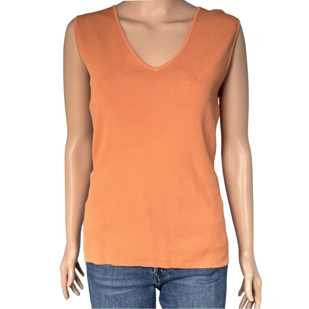 Chico’s Design Orange Knit Sleeveless Top Size 1 M